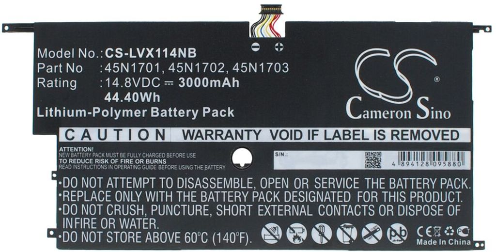 Batteri til Lenovo 45N1701,45N1702,45N1703,00HW002,00HW003,SB10F4644,45N1700,4ICP5/58/73-2,SB10F46440,SB10F46441 3000 mAh