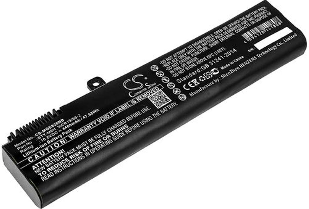 Batteri til MSI BTY-M6H,3ICR19/66-2 4400 mAh