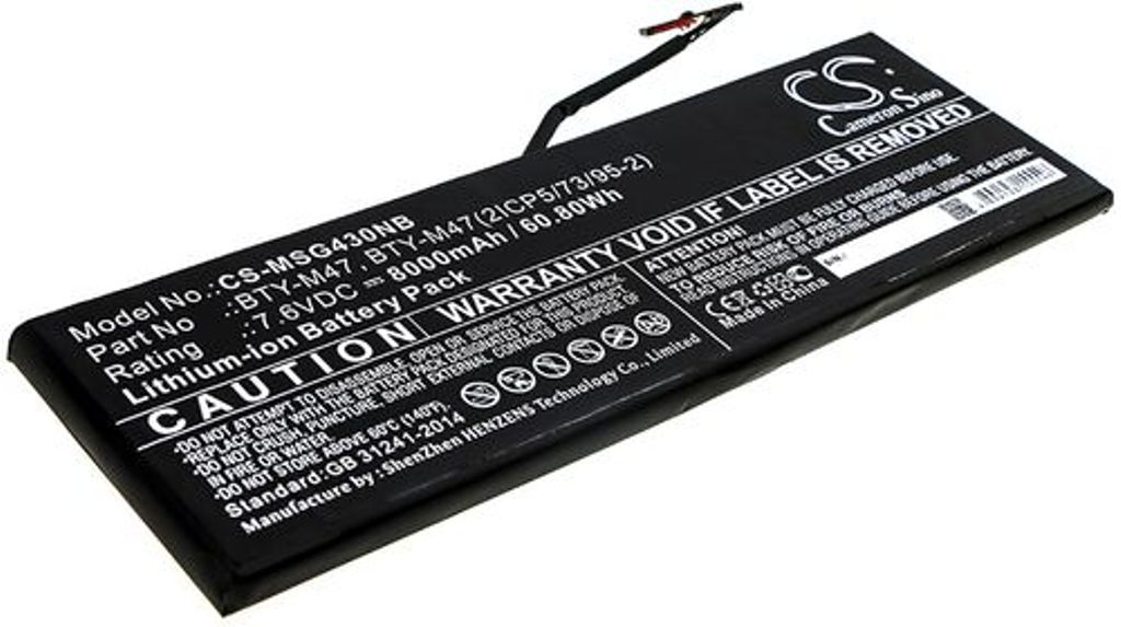 Batteri til MSI BTY-M47,BTY-M47(2ICP5/73/95-2) 8000 mAh