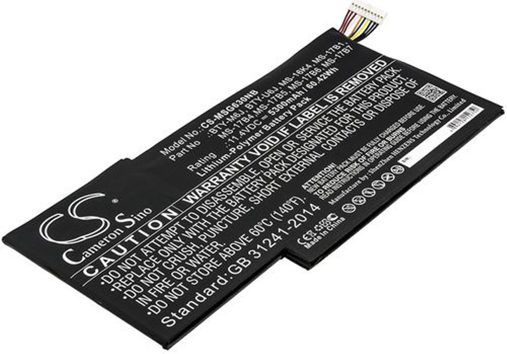 Batteri til MSI BTY-M6J,BTY-U6J,MS-16K4,MS-17B1,MS-17B4,MS-17B5,MS-17B6,MS-17B7 5300 mAh