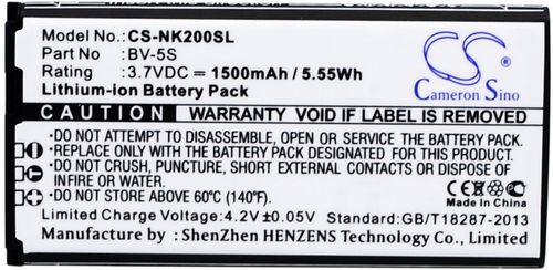 Batteri til Nokia BV-5S 1500 mAh