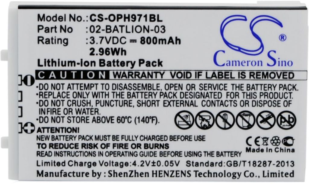 Batteri til Opticon 02-BATLION-03,11267,ORBLIOP0012 800 mAh