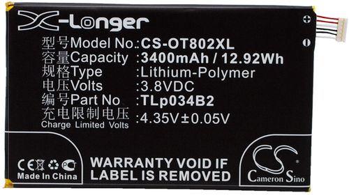 Batteri til Alcatel TLp034B2,TLp034B1 3400 mAh