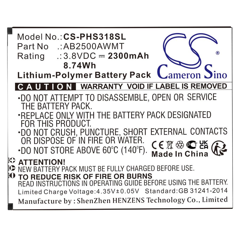 Batteri til Philips AB2500AWMT 2300 mAh