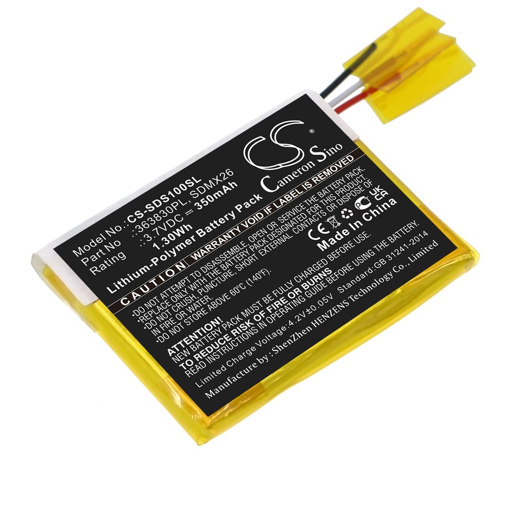 Batteri til SanDisk 363830PL,SDMX26,FT312933P 350 mAh