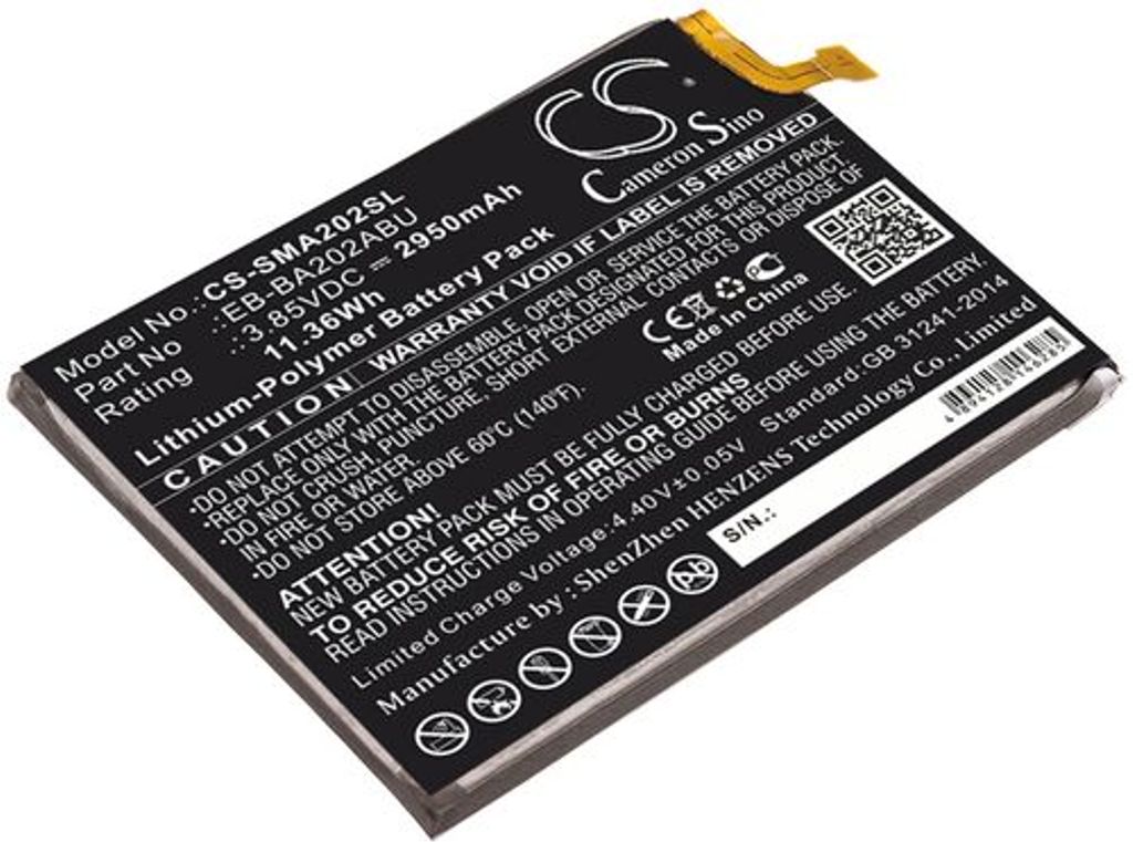 Batteri til Samsung EB-BA202ABU,GH82-20188A 2950 mAh