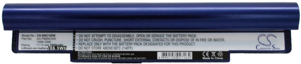 Batteri til Samsung AA-PB6NC6W,AA-BP1TC6W,1588-3366,AA-PB6NC6W/E,AA-PB6NC6W/US,AA-PB8NC6B,AA-PB8NC6B/E,AA-PB8NC6B/US,AA- 7800 mAh