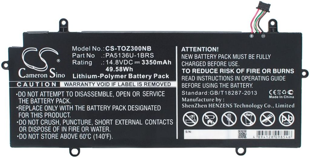 Batteri til Toshiba PA5136U-1BRS 3350 mAh