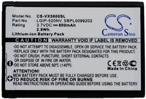 Batteri til LG LGIP-520NV,SBPL0099202,LGIP-520NV-2,SBPL0102702 800 mAh