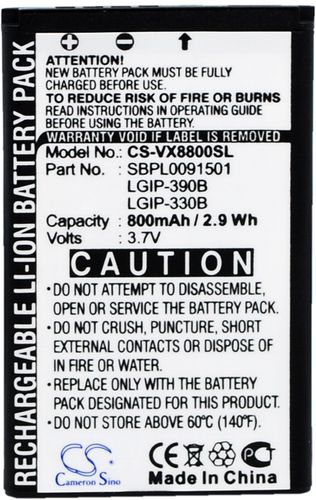 Batteri til LG LGIP-390B,LGIP-330B,SBPL0091501 800 mAh