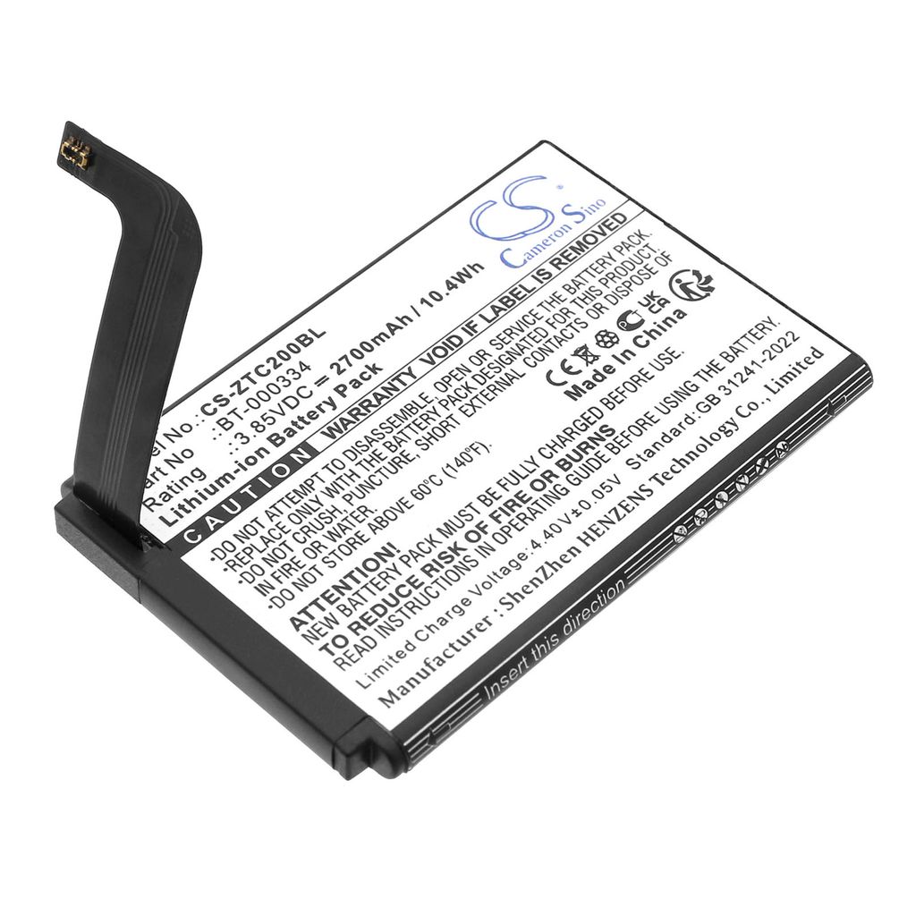 Batteri til Zebra BT-000334,BT-000334-1,BTRY-TC2X-INT1-01 2700 mAh